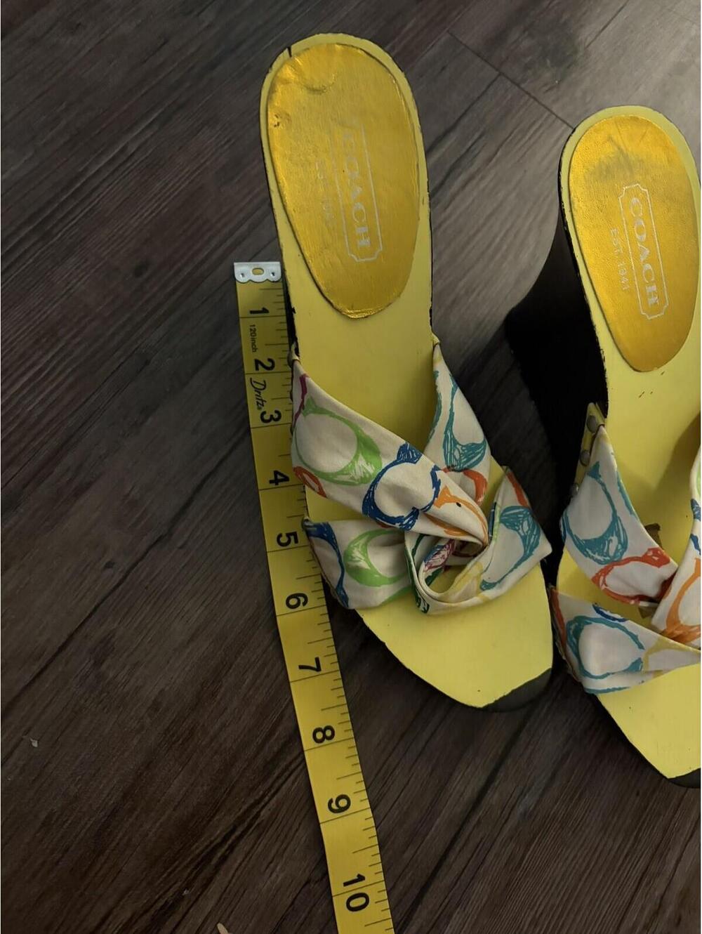 VTG Coach Y2K Wooden Wedge Sandals Sz 4 Hand Painted - Picture 6 of 8